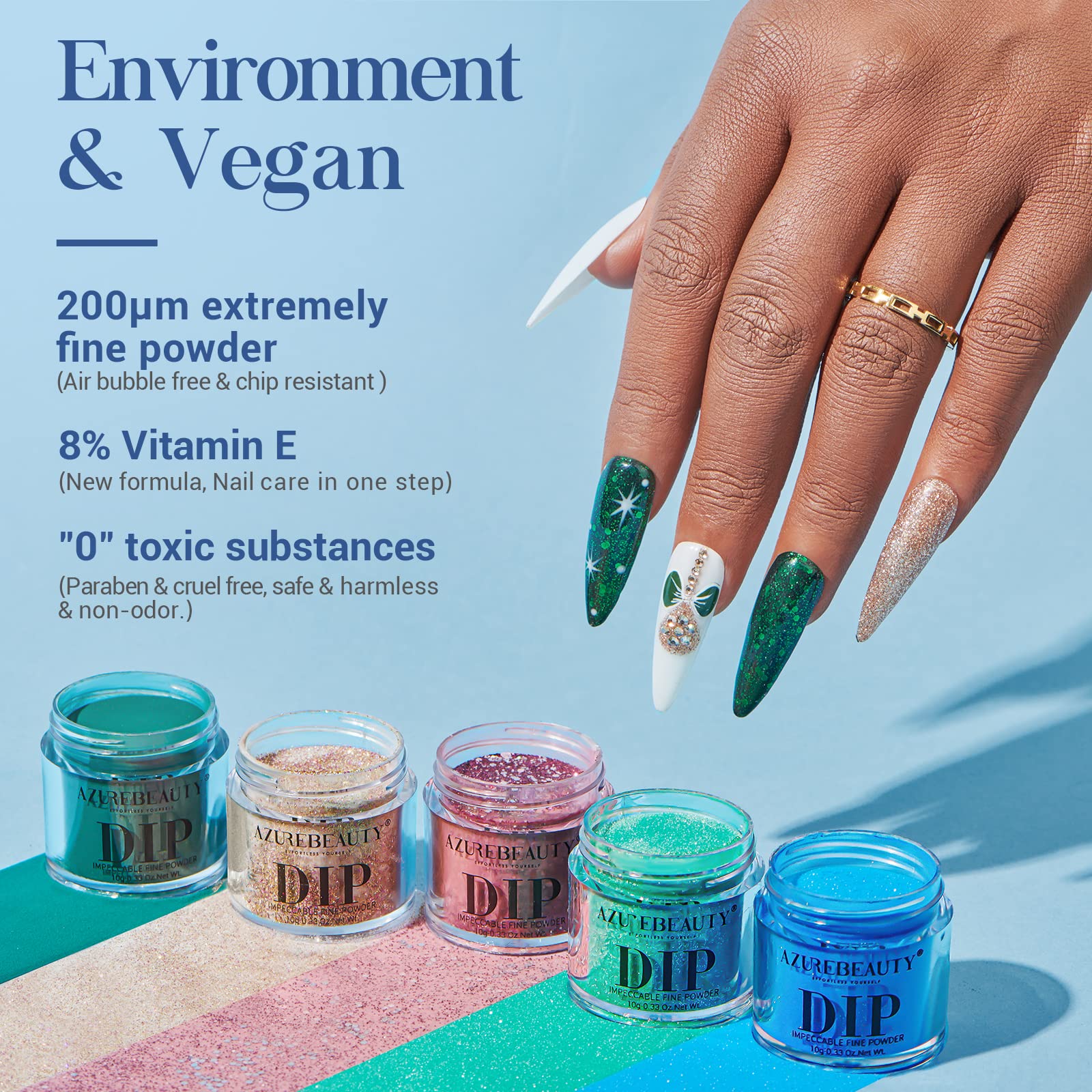 AzureBeauty Dip powder application steps enable at-home salon-quality results.