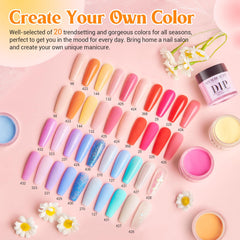 AzureBeauty dip powder colors palette highlights 20 shades for versatile pastel spring looks