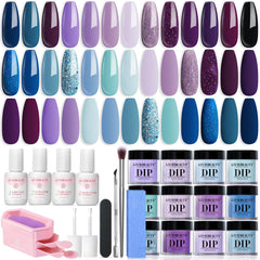 AZUREBEAUTY dip powder kit: 20 colors for stylish at-home nails, long-lasting color.