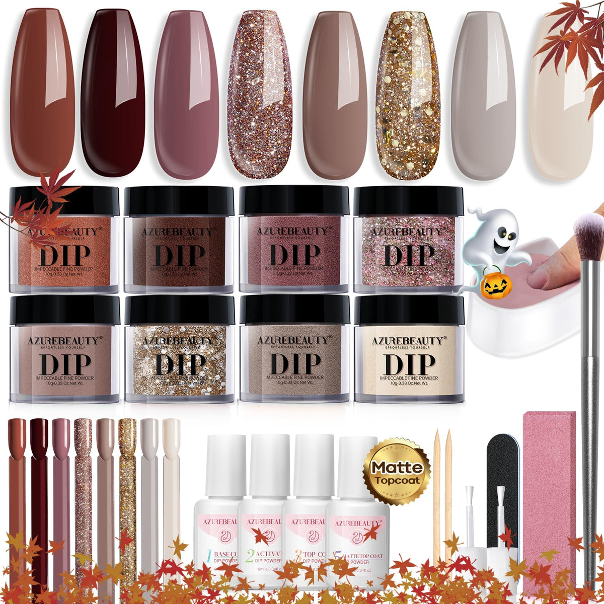 AZUREBEAUTY dip powder colors swatches for quick at-home manicure inspiration