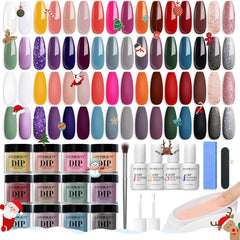 AZUREBEAUTY dip powder kit 32 colors swatches for easy selection and DIY nails.