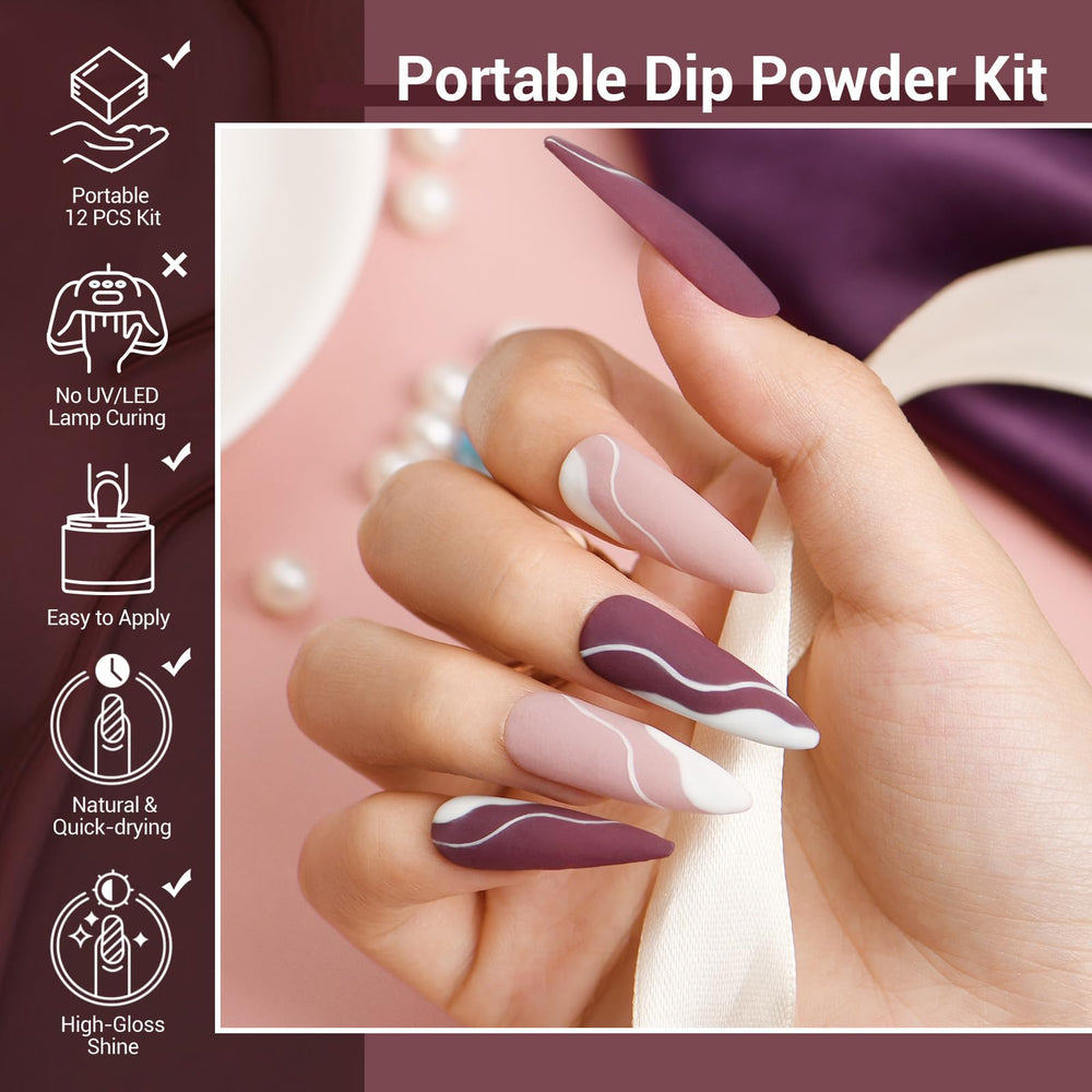 AZUREBEAUTY Dip Powder Kit base coat bottle shown for lasting hold and smooth French nail art