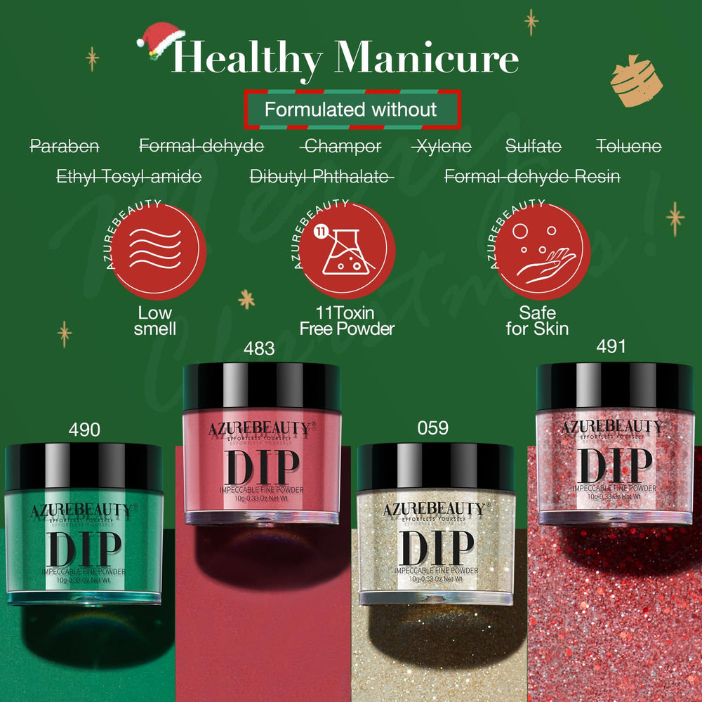 AzureBeauty dip powder kit box highlights complete DIY manicure system