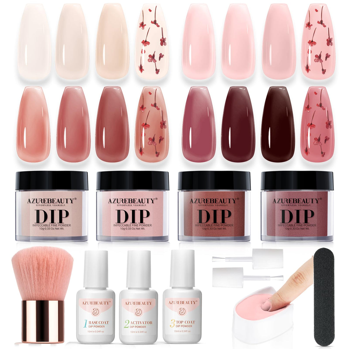 AZUREBEAUTY dip powder kit contents for beginners