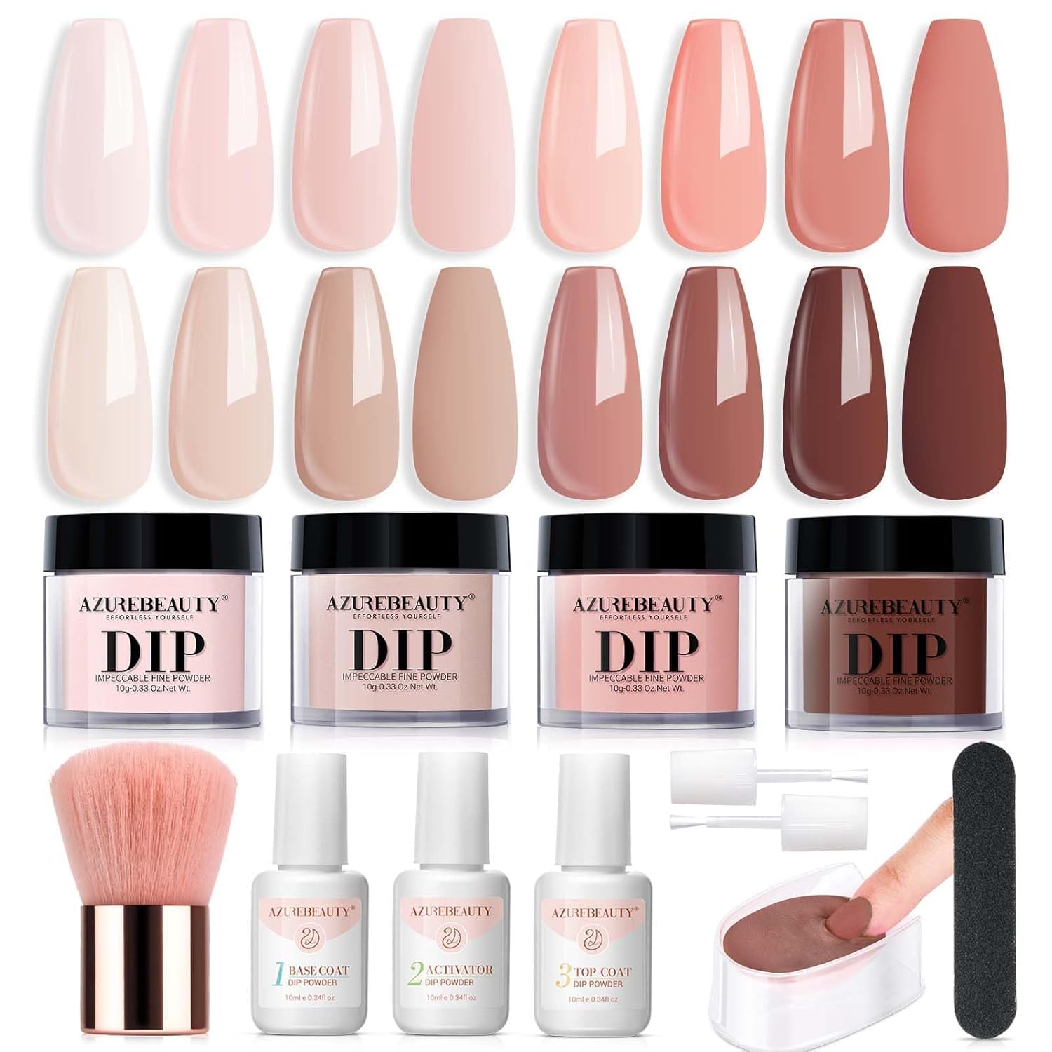 AZUREBEAUTY dip powder kit cover—beginner-friendly packaging for easy starting nail art.