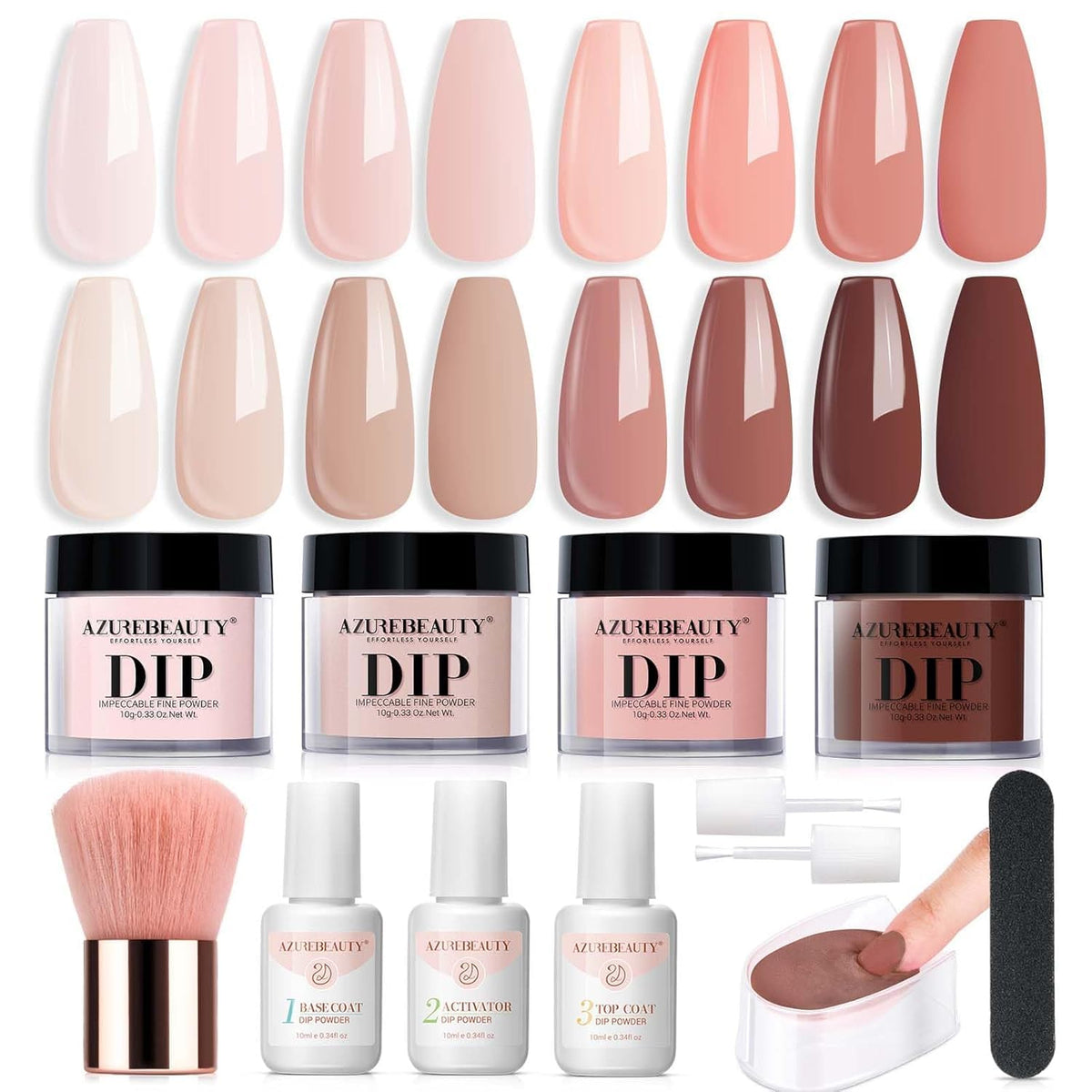 AZUREBEAUTY dip powder kit cover—beginner-friendly packaging for easy starting nail art.