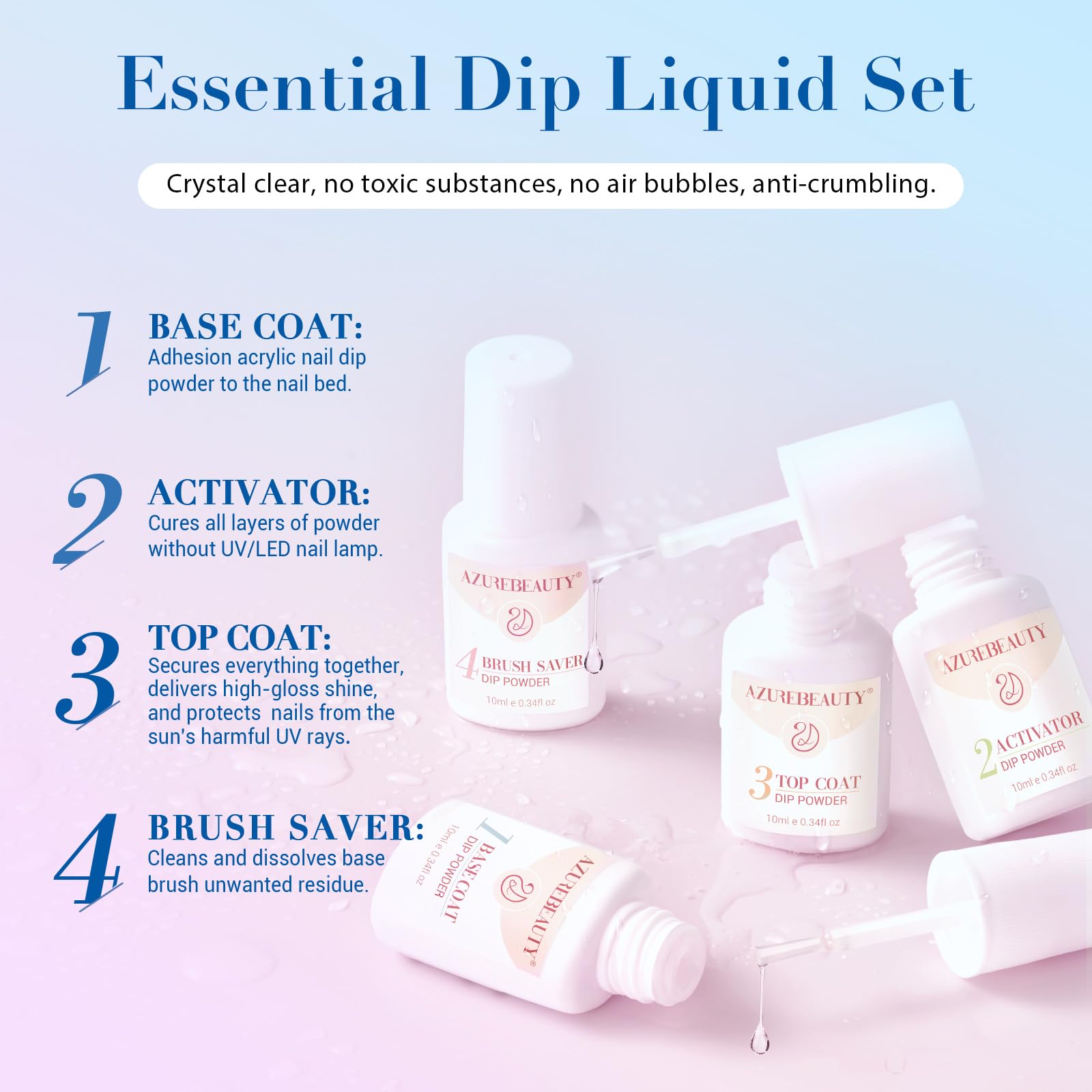 AZUREBEAUTY dip powder kit delivers salon-worthy gloss and color that lasts.