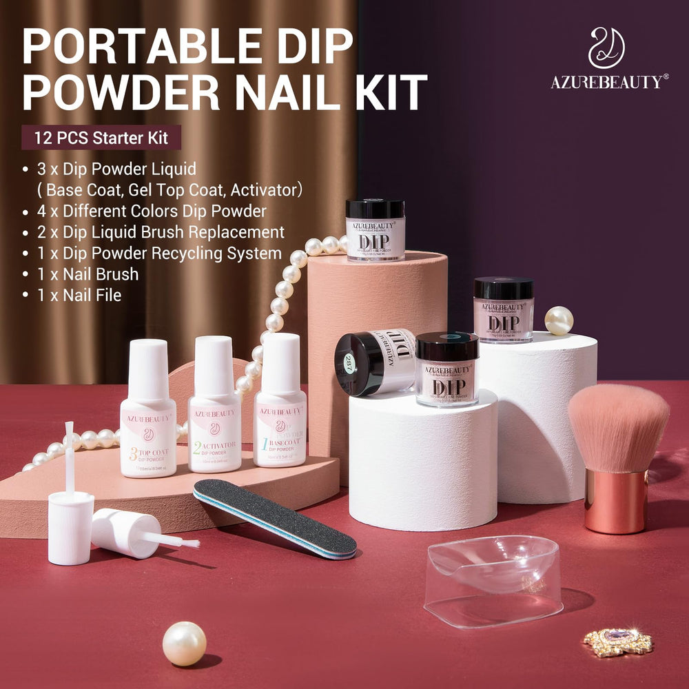 AZUREBEAUTY Dip Powder Kit nail file demonstrates shaping for professional results