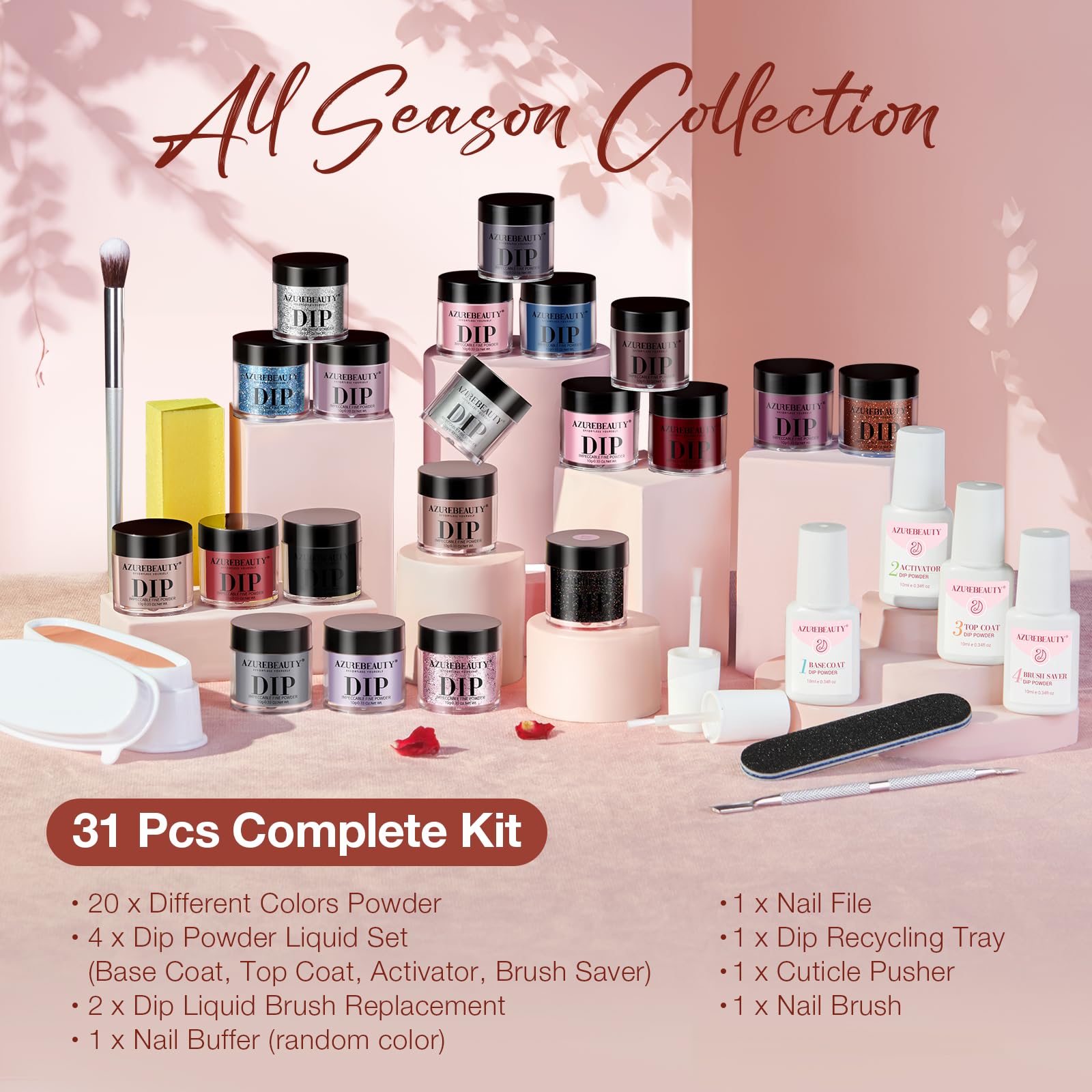 AzureBeauty dip powder kit quick start guide supports beginners with steps