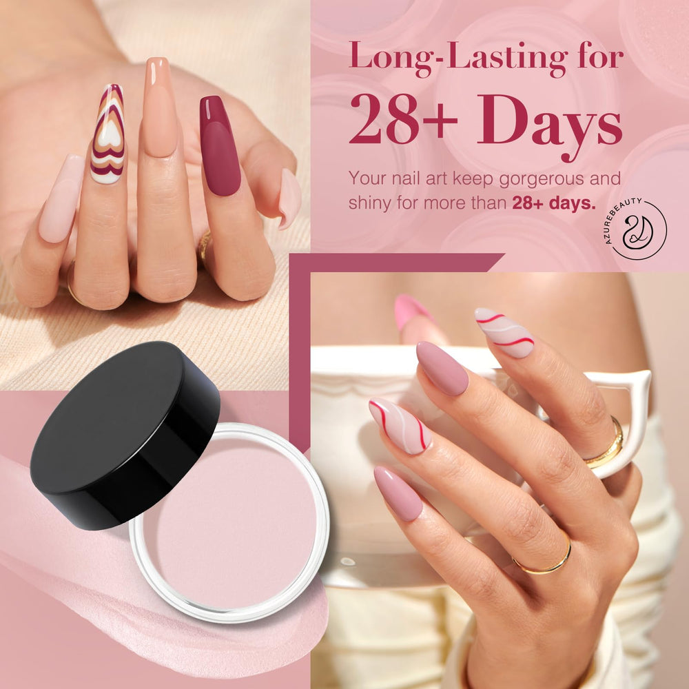 AZUREBEAUTY dip powder liquid topcoat enhances gloss and protection.