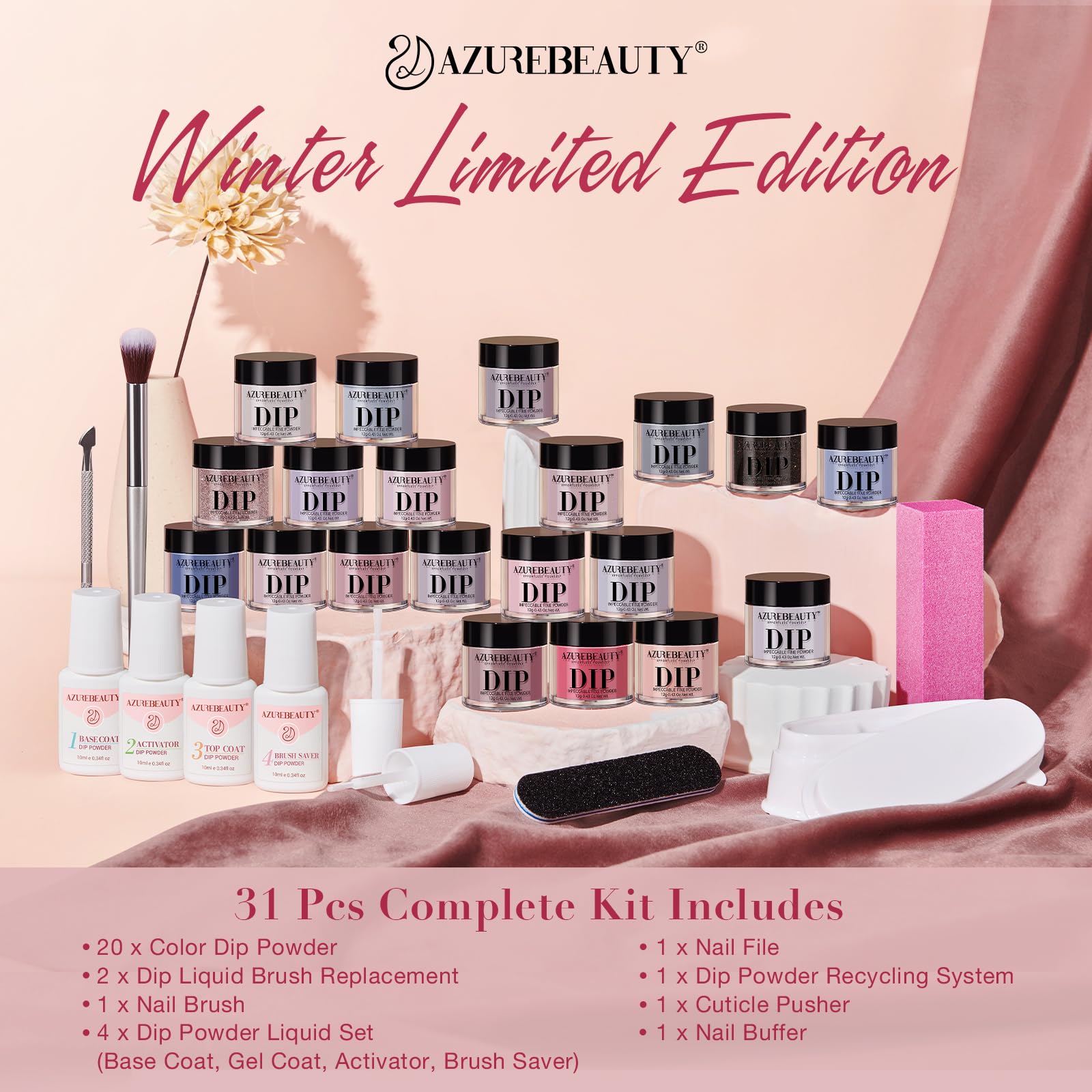 AZUREBEAUTY nail brush assists precise color application and cleanup.