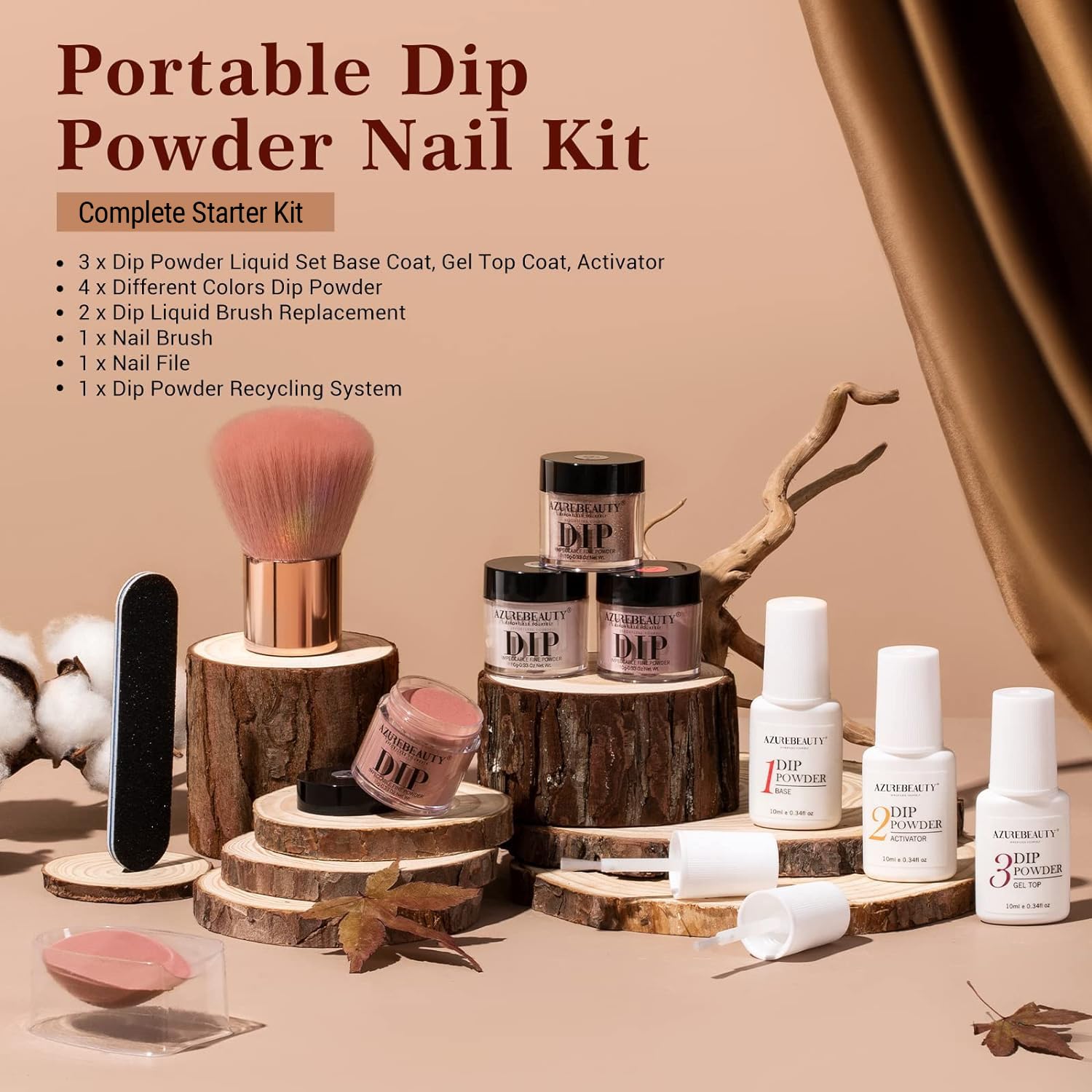 AZUREBEAUTY dip powder nail kit recycling system reduces waste during manicure