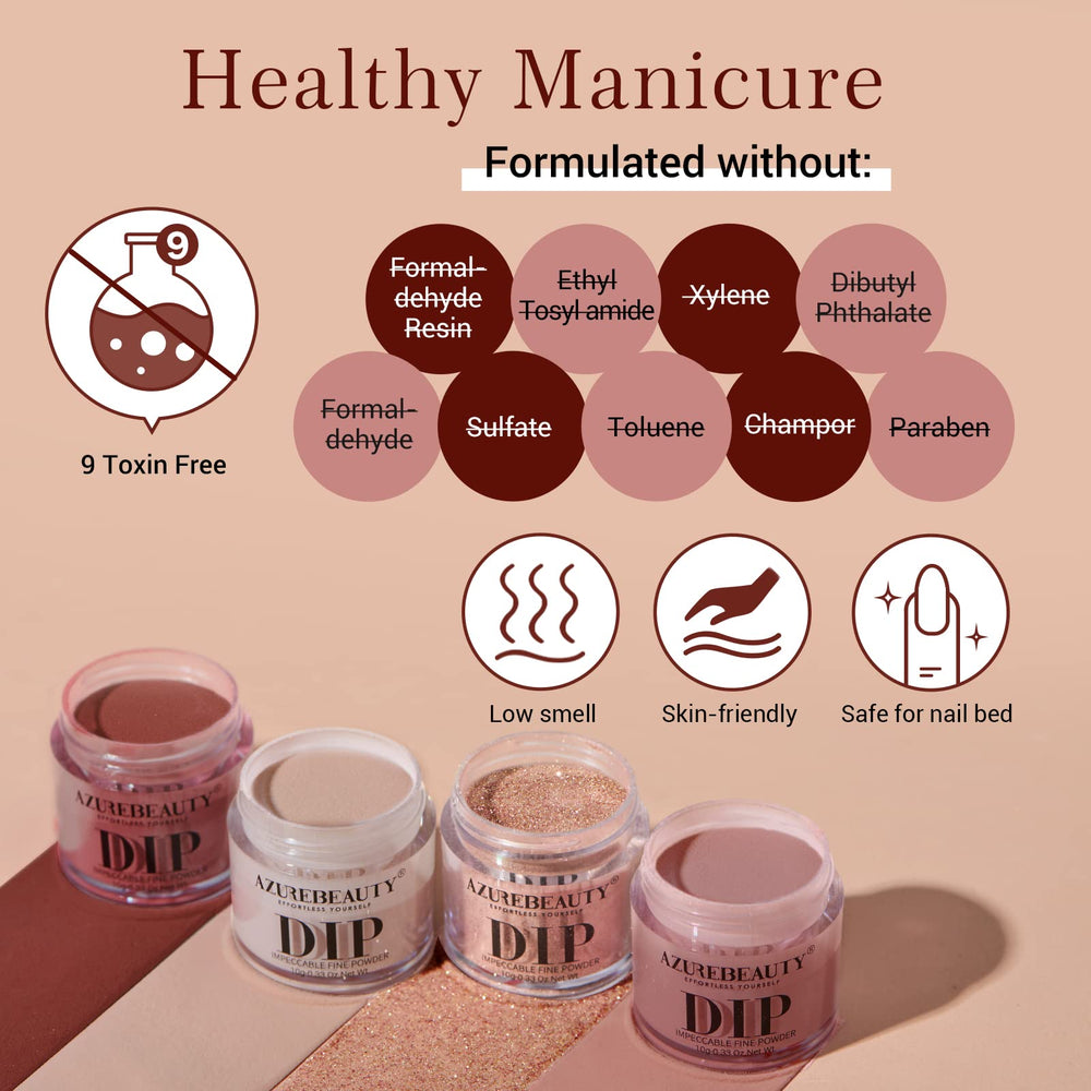 AZUREBEAUTY dip powder nail kit shiny finish for dazzling nails
