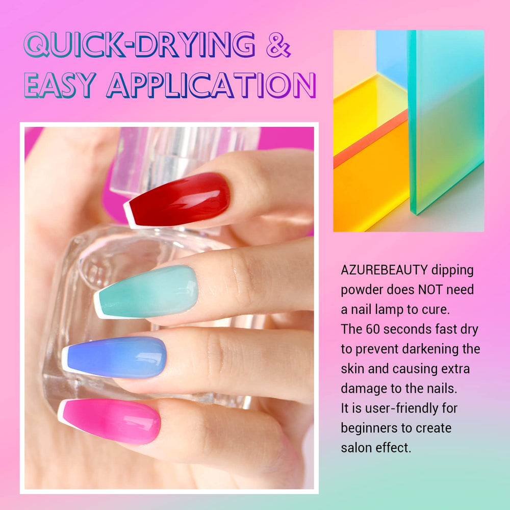 AZUREBEAUTY ombre application guide using color-changing powders.