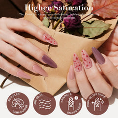 AZUREBEAUTY dried flower accent adds subtle floral nail art touch