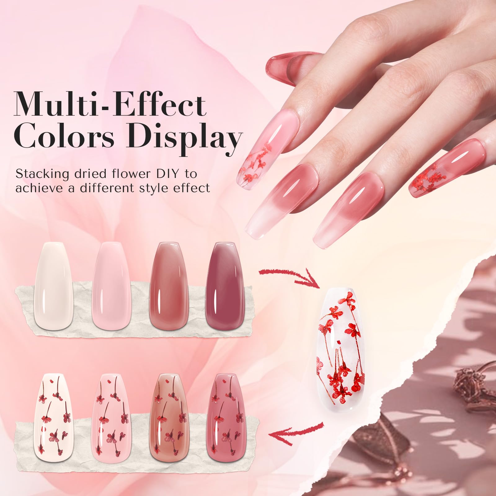 AZUREBEAUTY dried flowers accent for delicate nail art