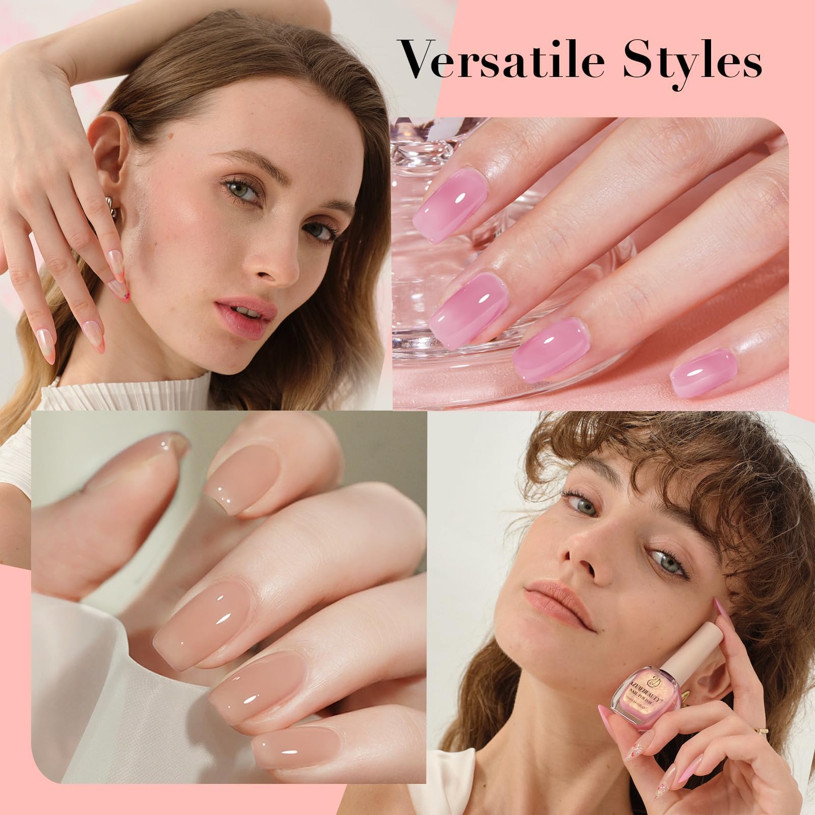 AZUREBEAUTY Jelly Nail Polish Set bottles open for easy at-home manicure options.