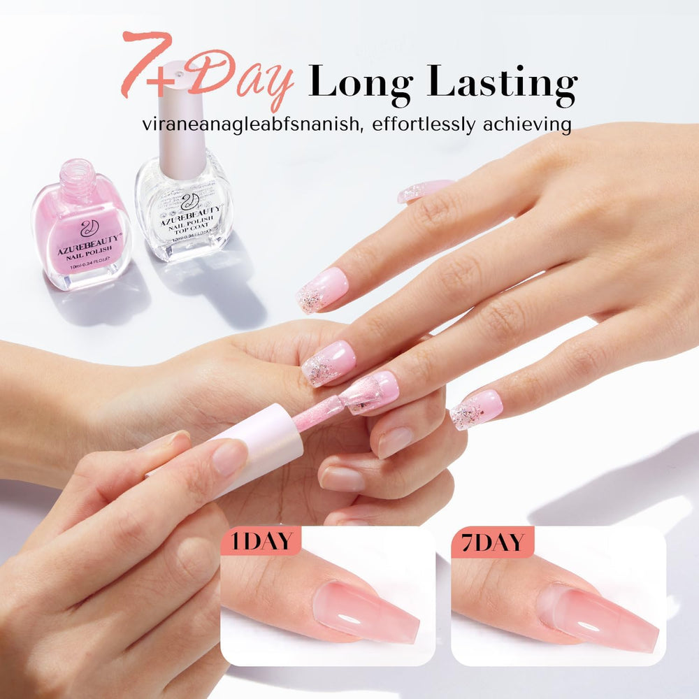 AZUREBEAUTY Jelly Nail Polish Set color swatches show sheer nude pink purple brown options.