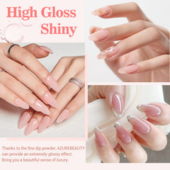 AZUREBEAUTY jelly pink dip powder close-up for natural-looking shine.