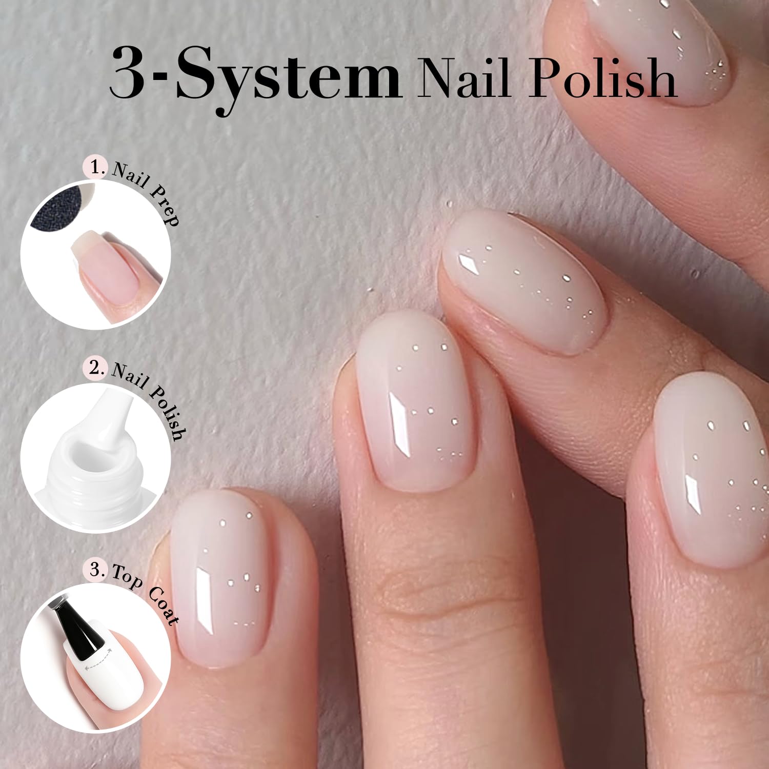AzureBeauty Milky White quick-dry image highlighting 90-second touch-dry time.
