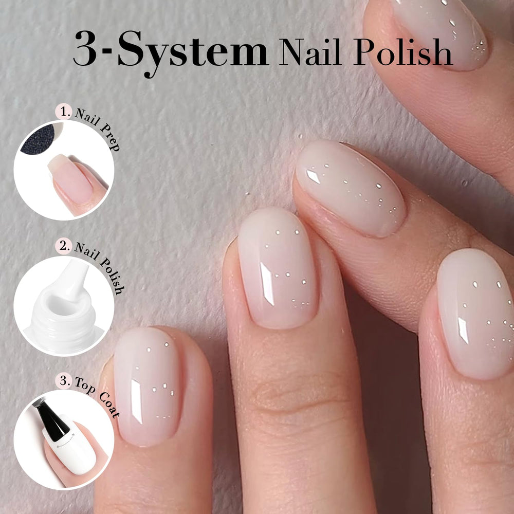 AzureBeauty Milky White quick-dry image highlighting 90-second touch-dry time.