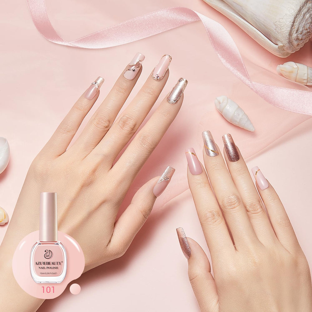 AZUREBEAUTY quick-dry claim illustrated by fast-drying swatch imagery