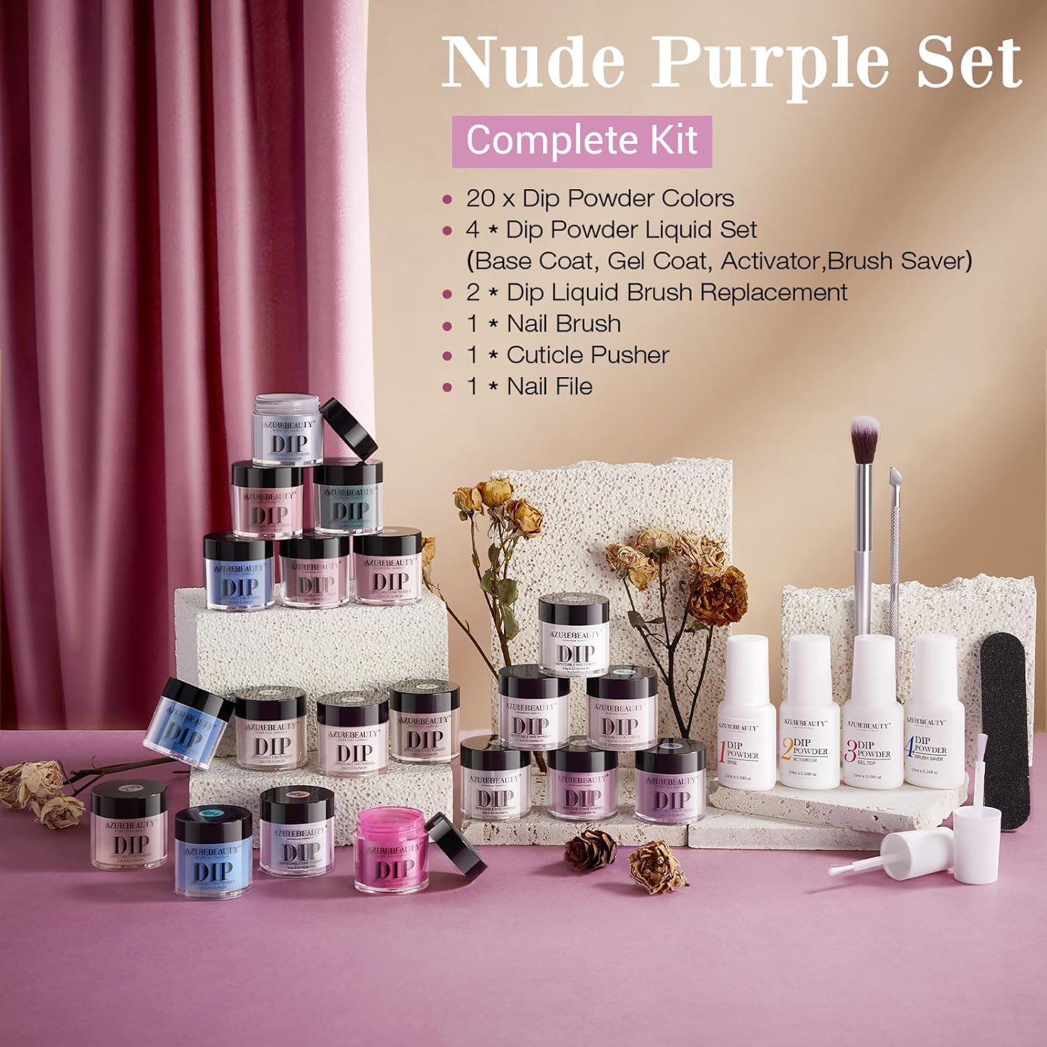 AZUREBEAUTY nail brush and cuticle pusher for precise prep.