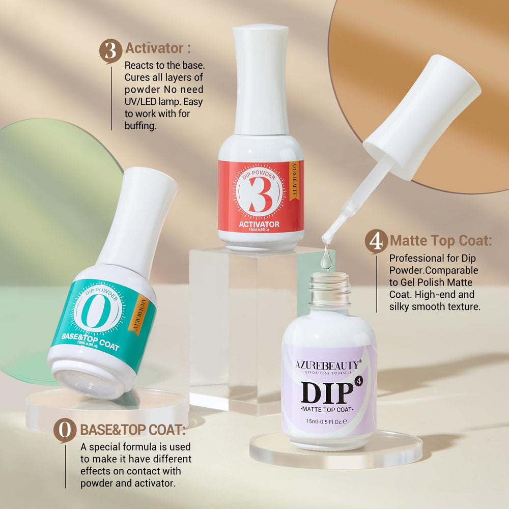 AZUREBEAUTY no-lamp-needed dip nails allows quick at-home results
