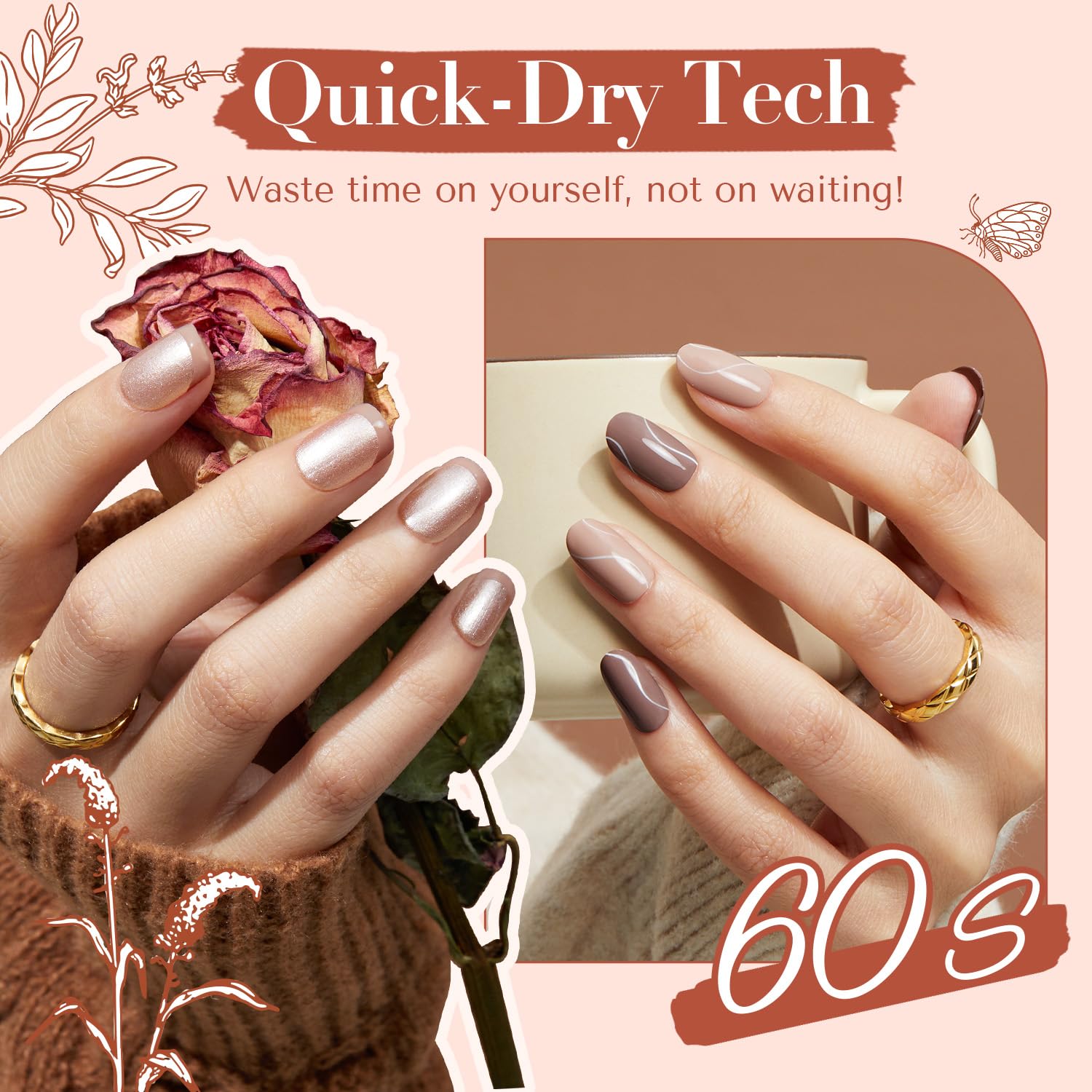 AZUREBEAUTY nude-brown-glitter-nail-polish displays rich color payoff and shimmer