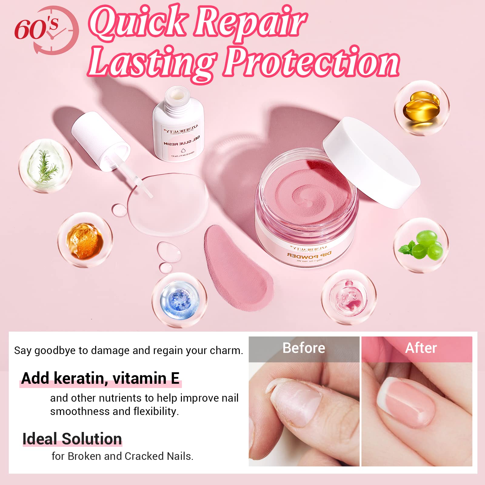 AZUREBEAUTY quick-drying repair glue 10ml shows precise application and fast set.