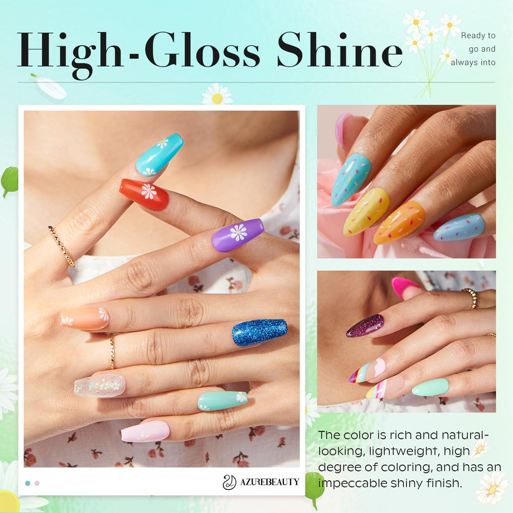 AzureBeauty summer neon color swatch displays bold hues for nail art