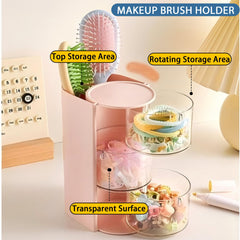 Azurphoric hair brush holder doubles as storage for clips, rings, and accessories.
