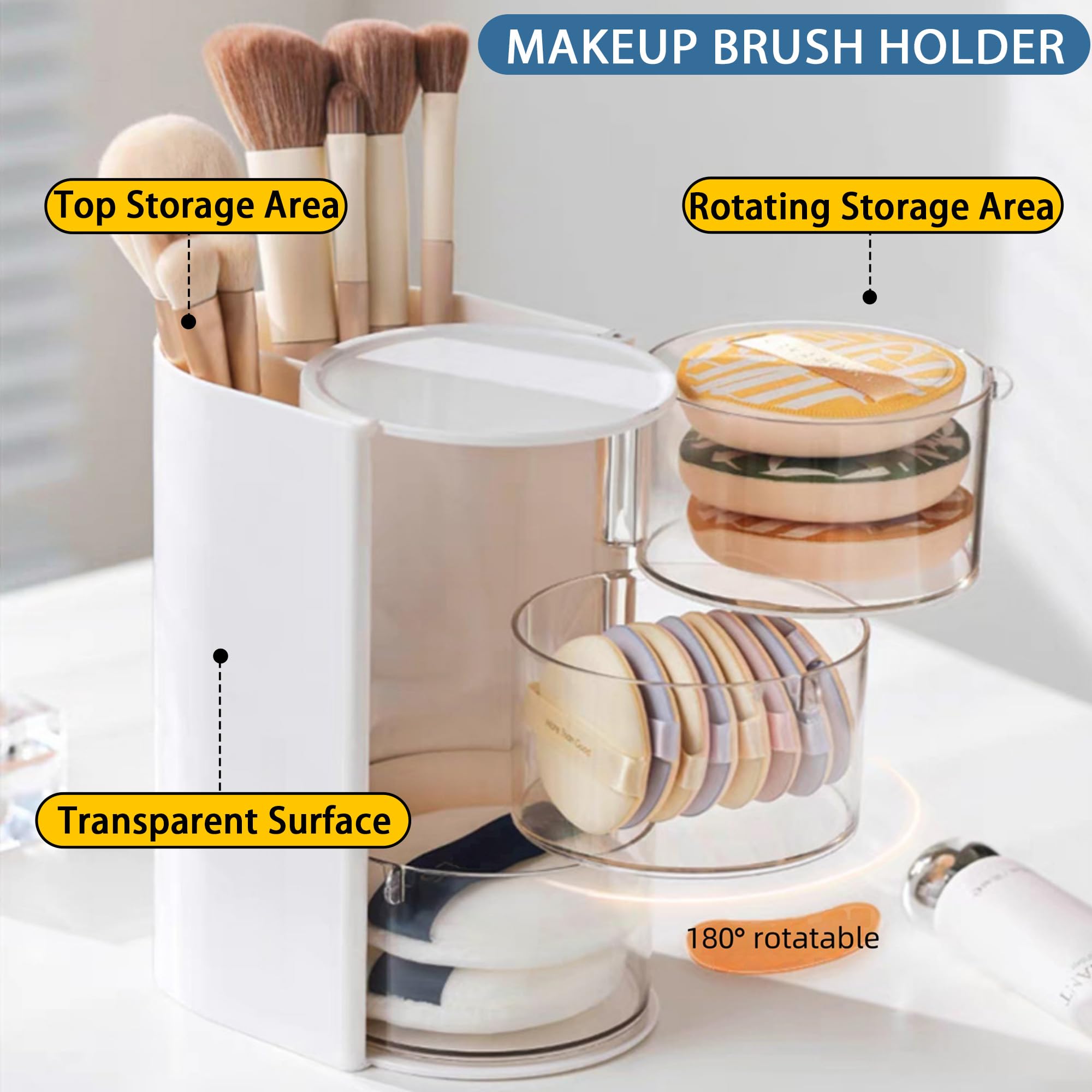 Azurphoric transparent powder puff box stores small items neatly