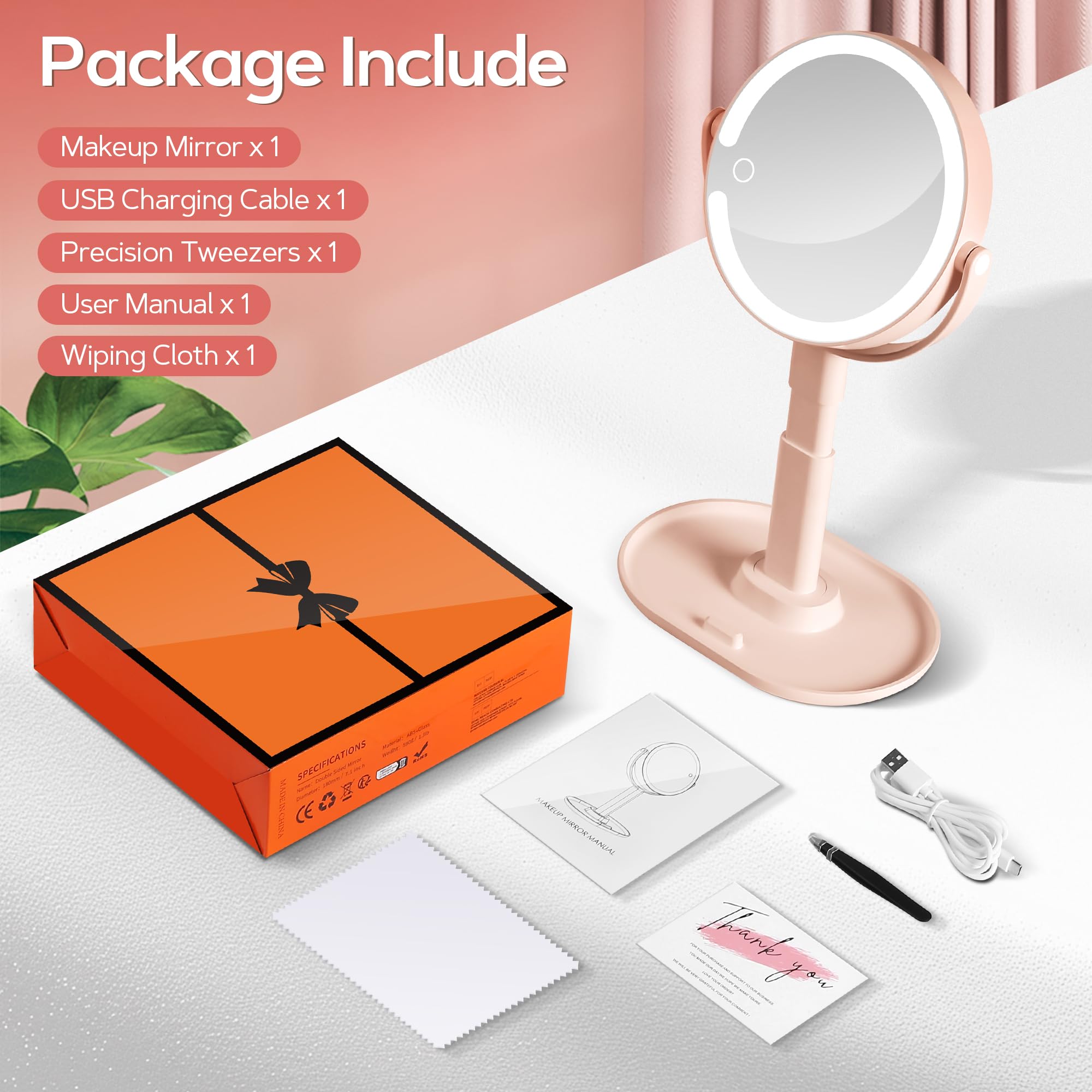 B Beauty Planet makeup mirror height-adjustable stand to fit different vanities