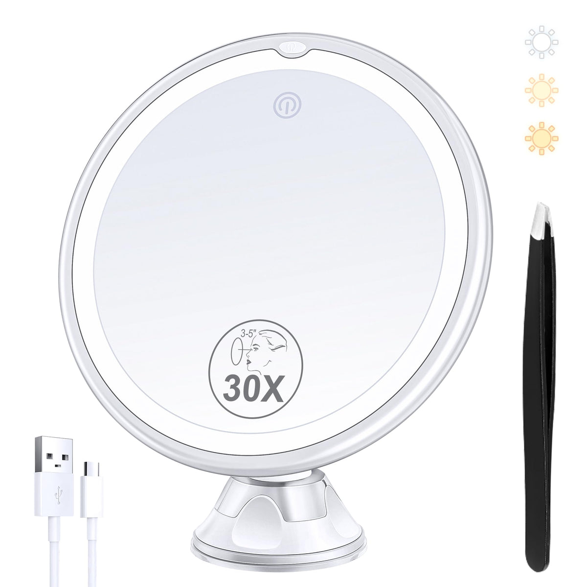 B Beauty Planet lighted makeup mirror 30x magnification for precise makeup.