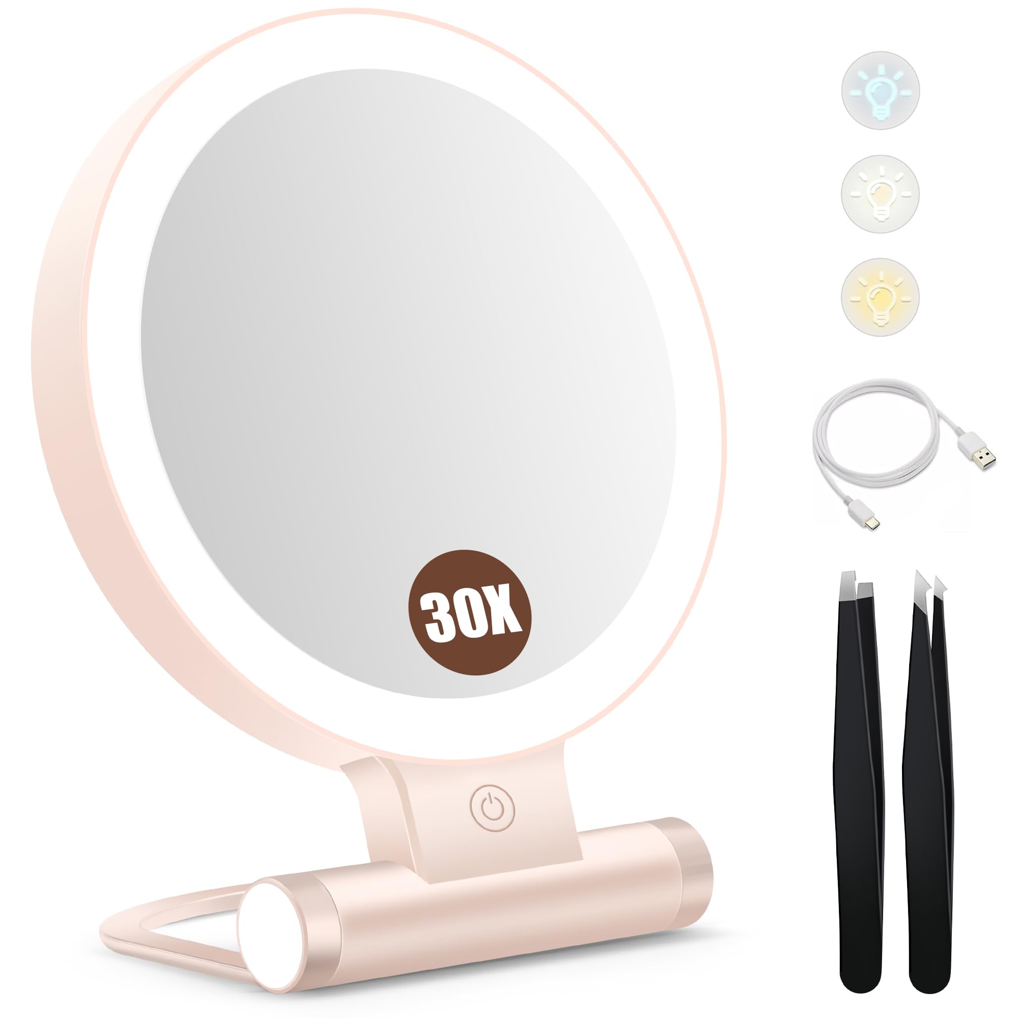 B Beauty Planet magnifying mirror shows 1x and 30x sides for precise makeup.