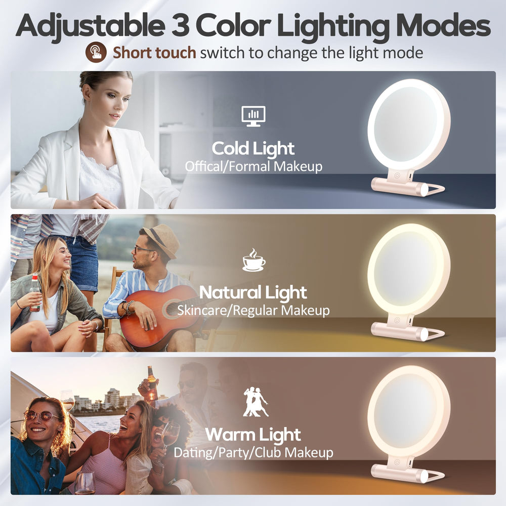 B Beauty Planet magnifying mirror shows adjustable brightness for comfortable viewing.
