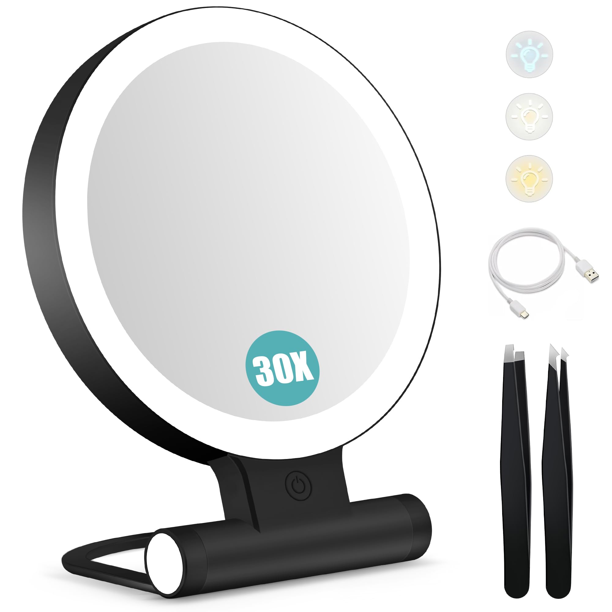 B Beauty Planet magnifying mirror with light 30x closeup shows fine detail for precise makeup tasks