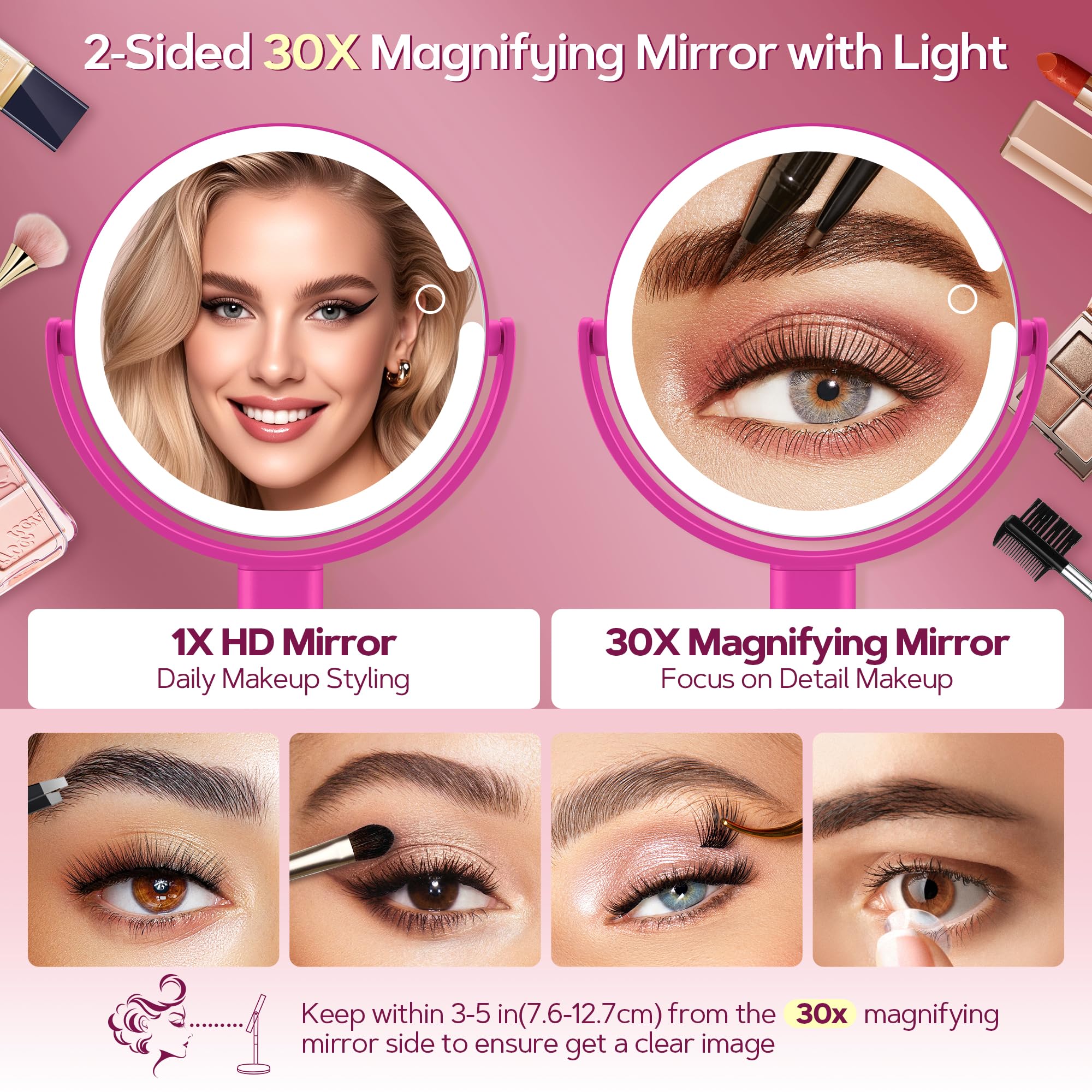 Adjustable brightness helps tailor visibility for precise application and eye comfort