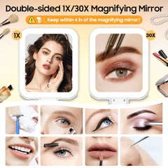 B Beauty Planet LED-lit travel mirror with three color modes for any lighting.