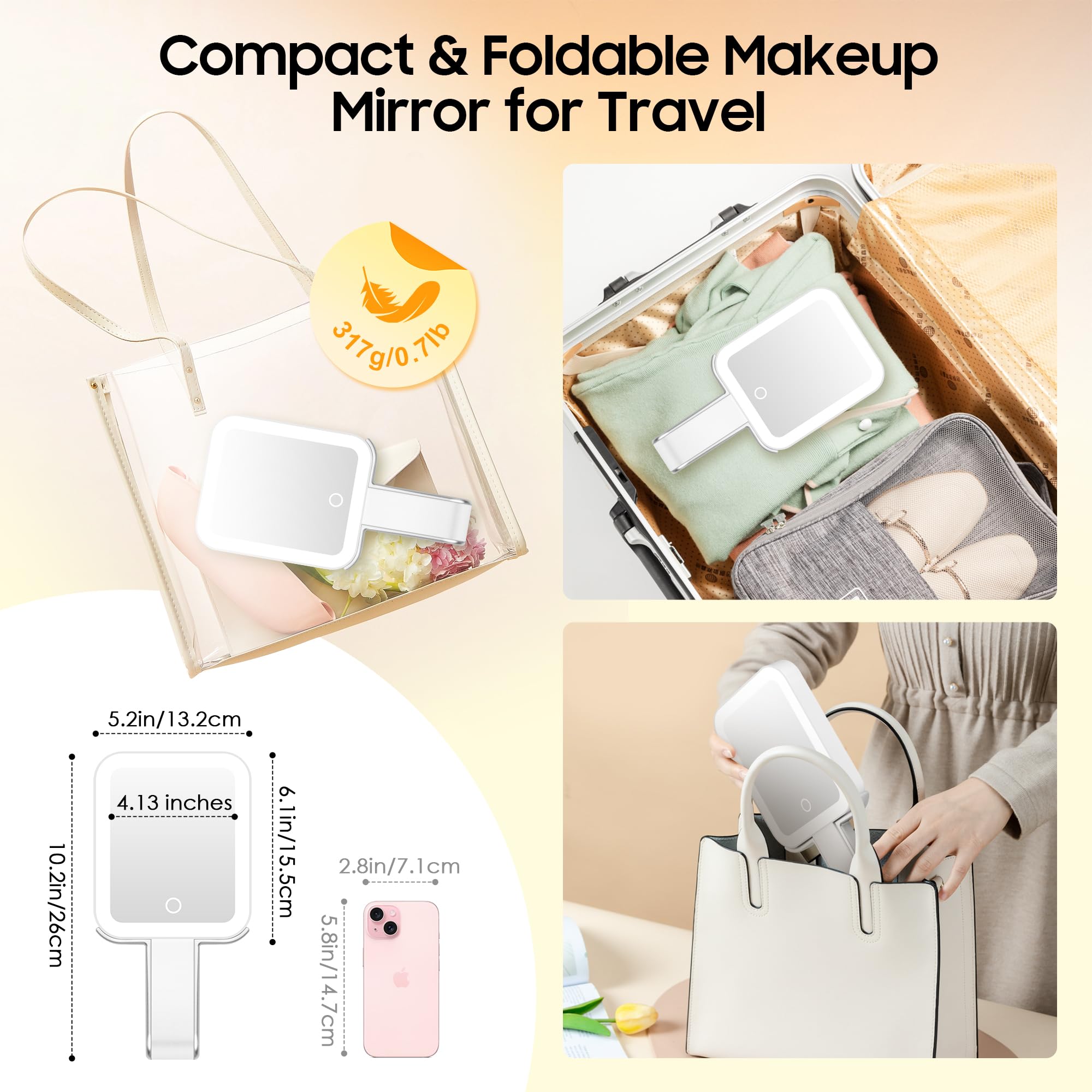B Beauty Planet portable mirror fits bags for travel readiness.