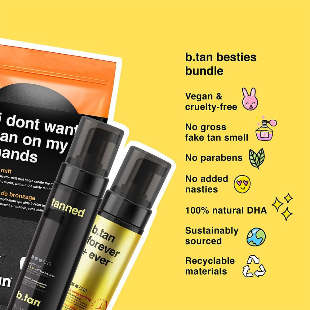 B.TAN Besties Bundle face and body self-tan bottle for versatile full-body glow.