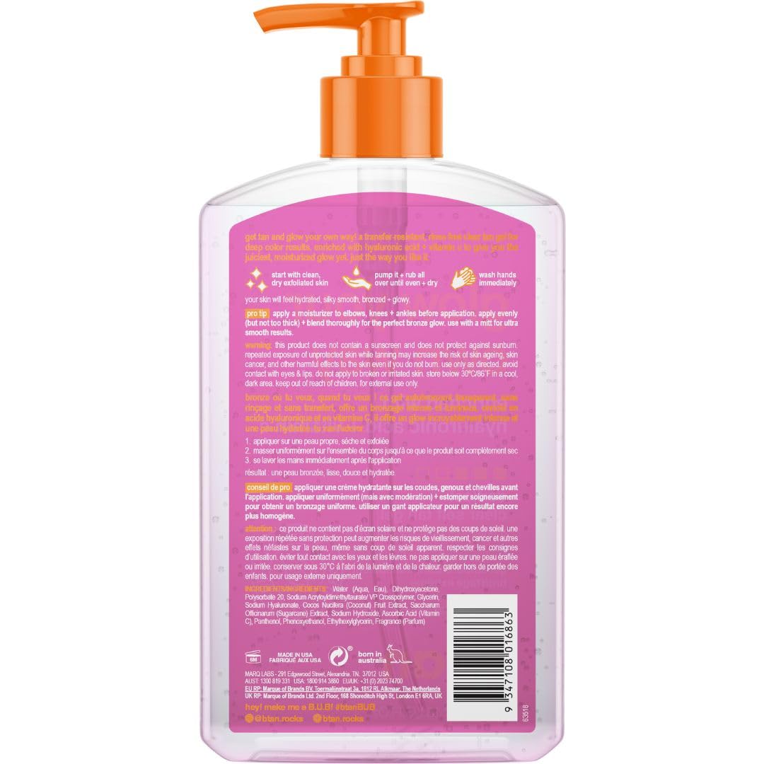 B.TAN Clear Self Tan Gel creates transfer-free finish on skin.