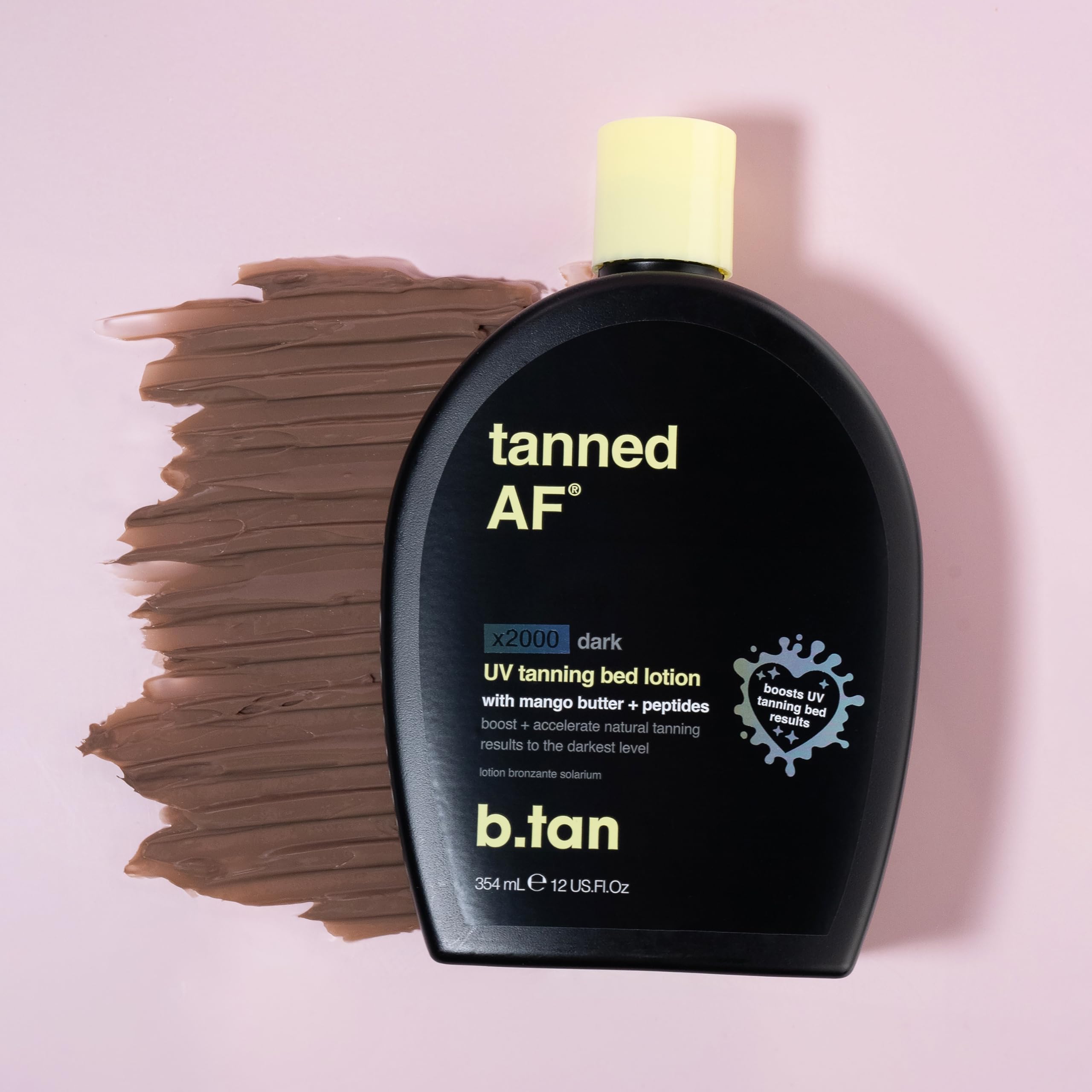 B.TAN UV Tanning Bed Lotion bottle showcasing its appealing design.