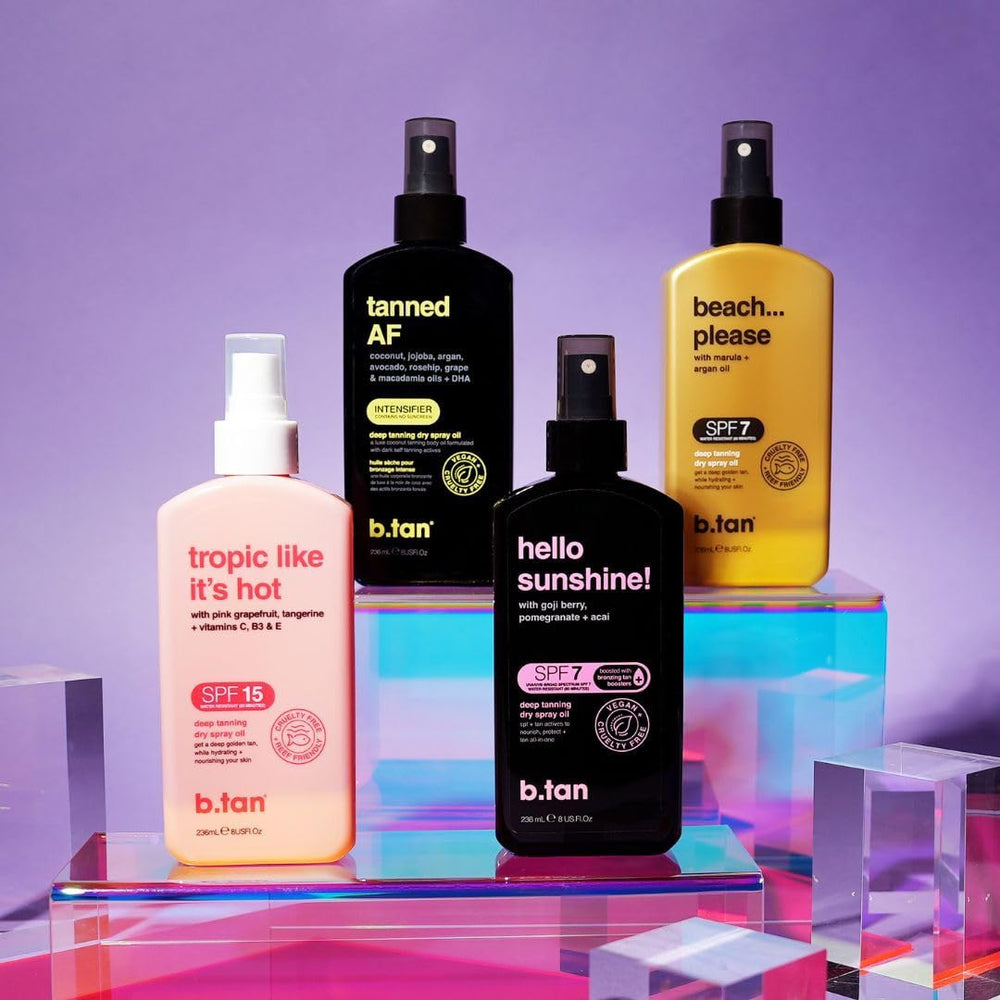 B.TAN lotion applied on the skin for a bronzed glow.