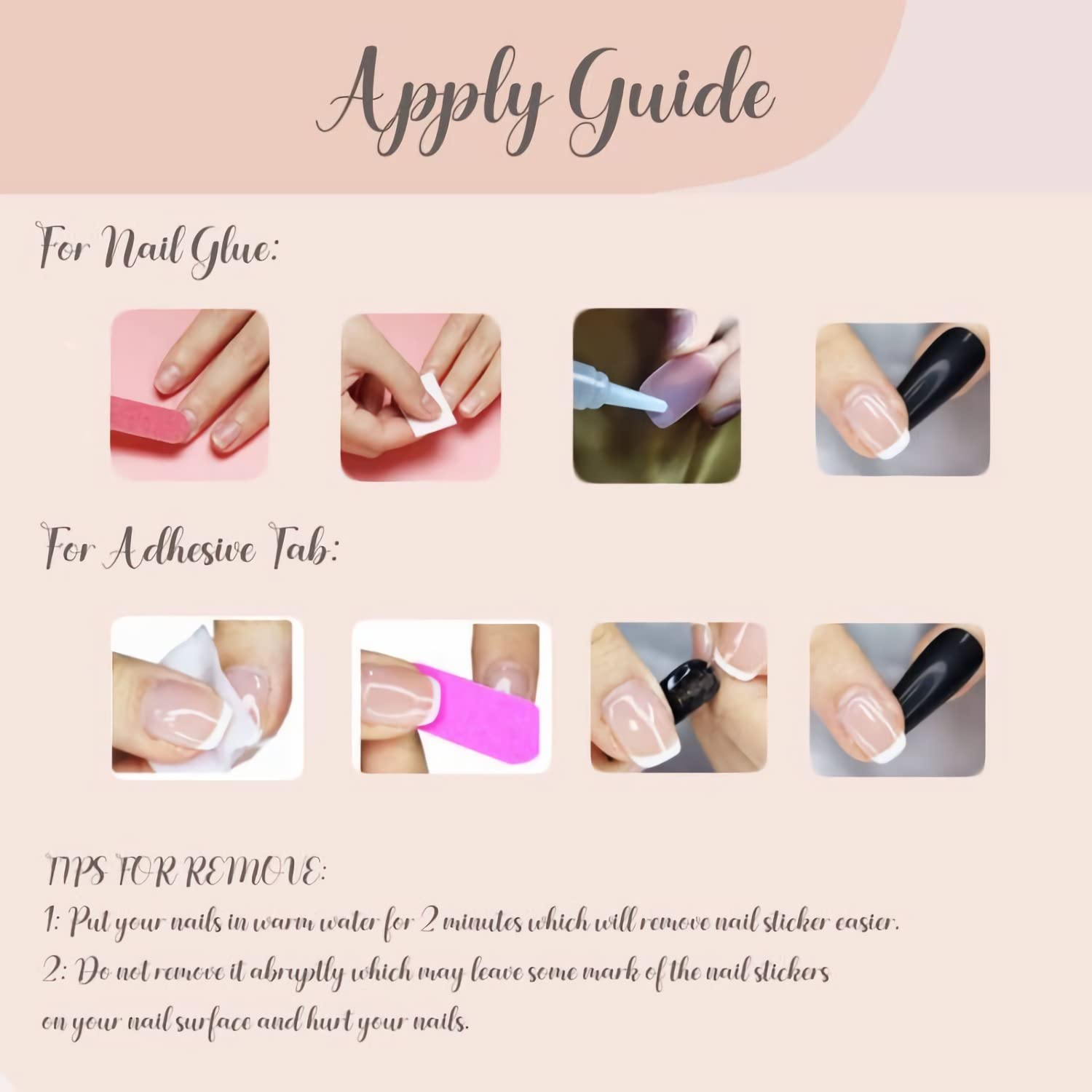 BABALAL Nails included glue supports easy DIY application