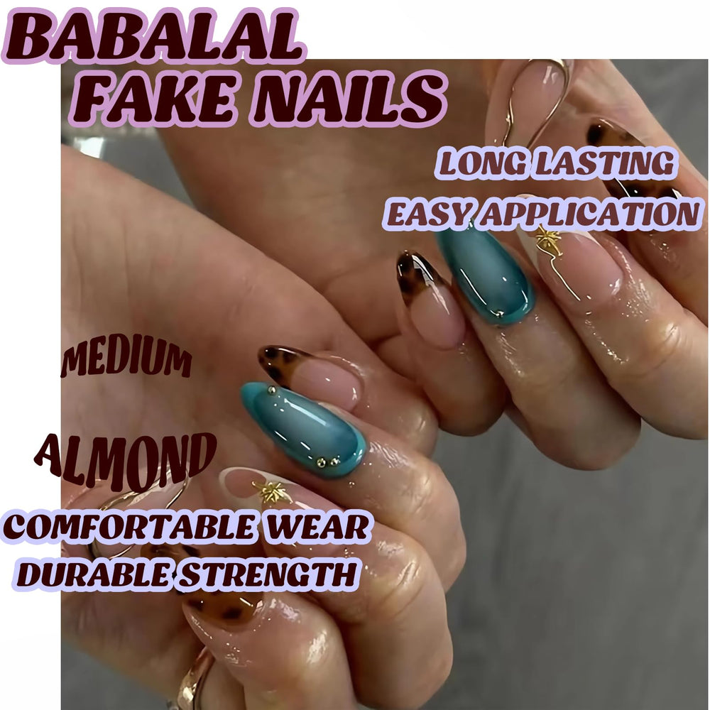 BABALAL press on nails almond medium long-wear option with glue and adhesive tabs