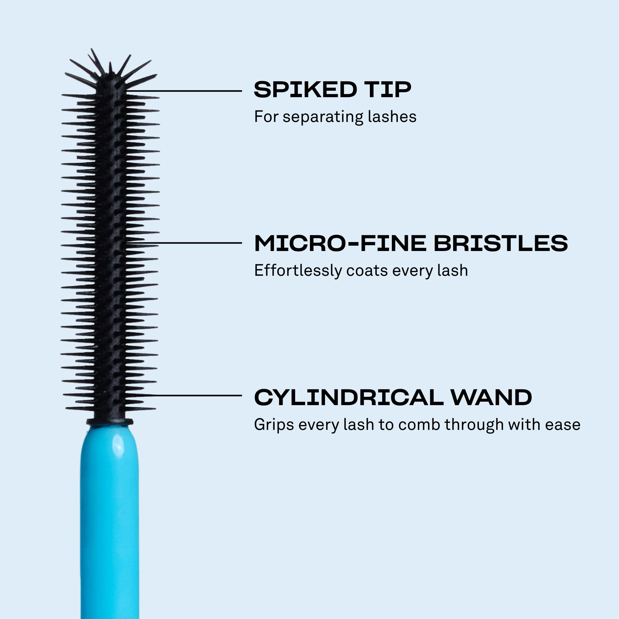 Before and after with BABE ORIGINAL 4 Real Mascara shows defined lashes.