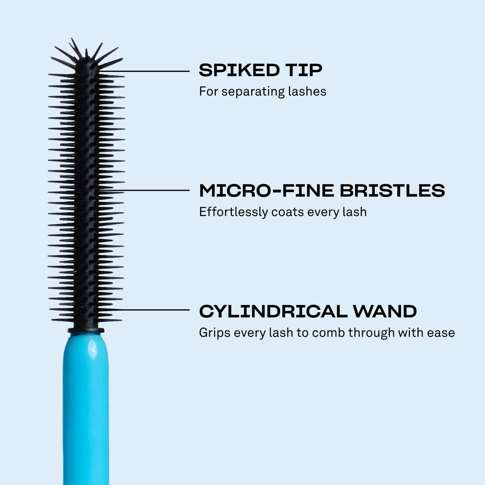 Before and after with BABE ORIGINAL 4 Real Mascara shows defined lashes.