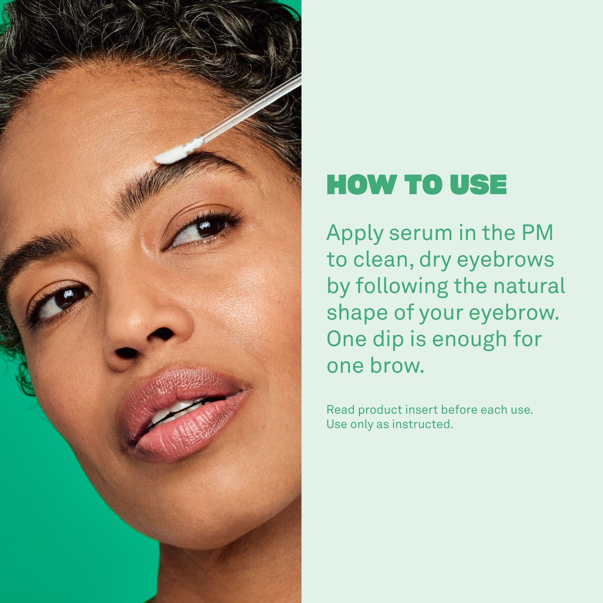 Babe Original Eyebrow Serum applying short strokes for natural-looking brows.